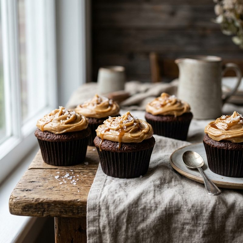 Brown Sugar Cupcakes with Sea Salted Caramel Frosting
