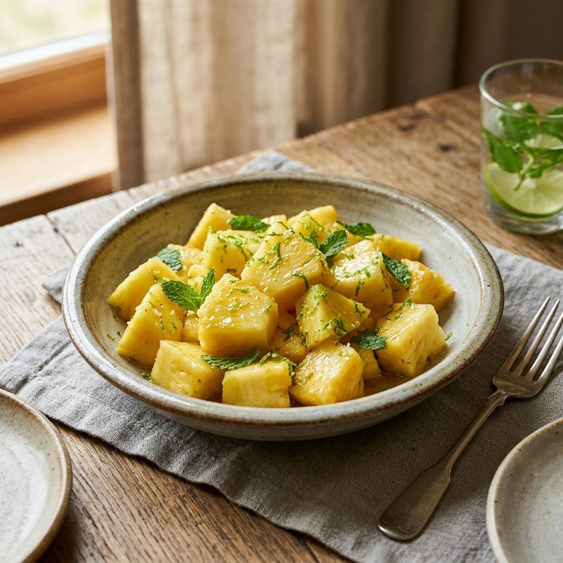 Fresh Pineapple with Lime Zest and Honey