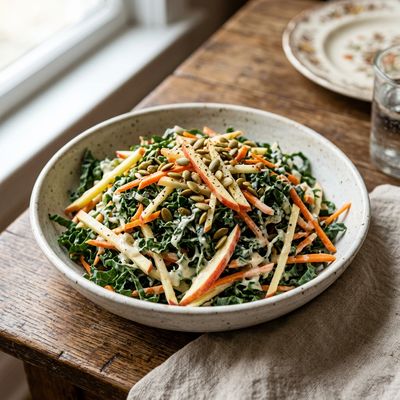 Kale, Apple and Carrot Salad with Cashew Dressing